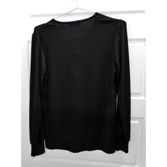 New T Tahari Women's Blouse Long Sleeve Black Light Weight Button Front XS - Picture 3 of 4
